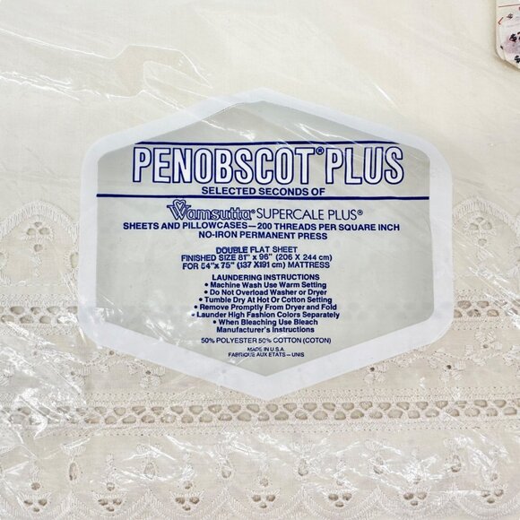 Wamsutta Vintage Penobscot Plus Double Flat Sheet 81x104 Cream 200 Thread Count - Picture 2 of 6